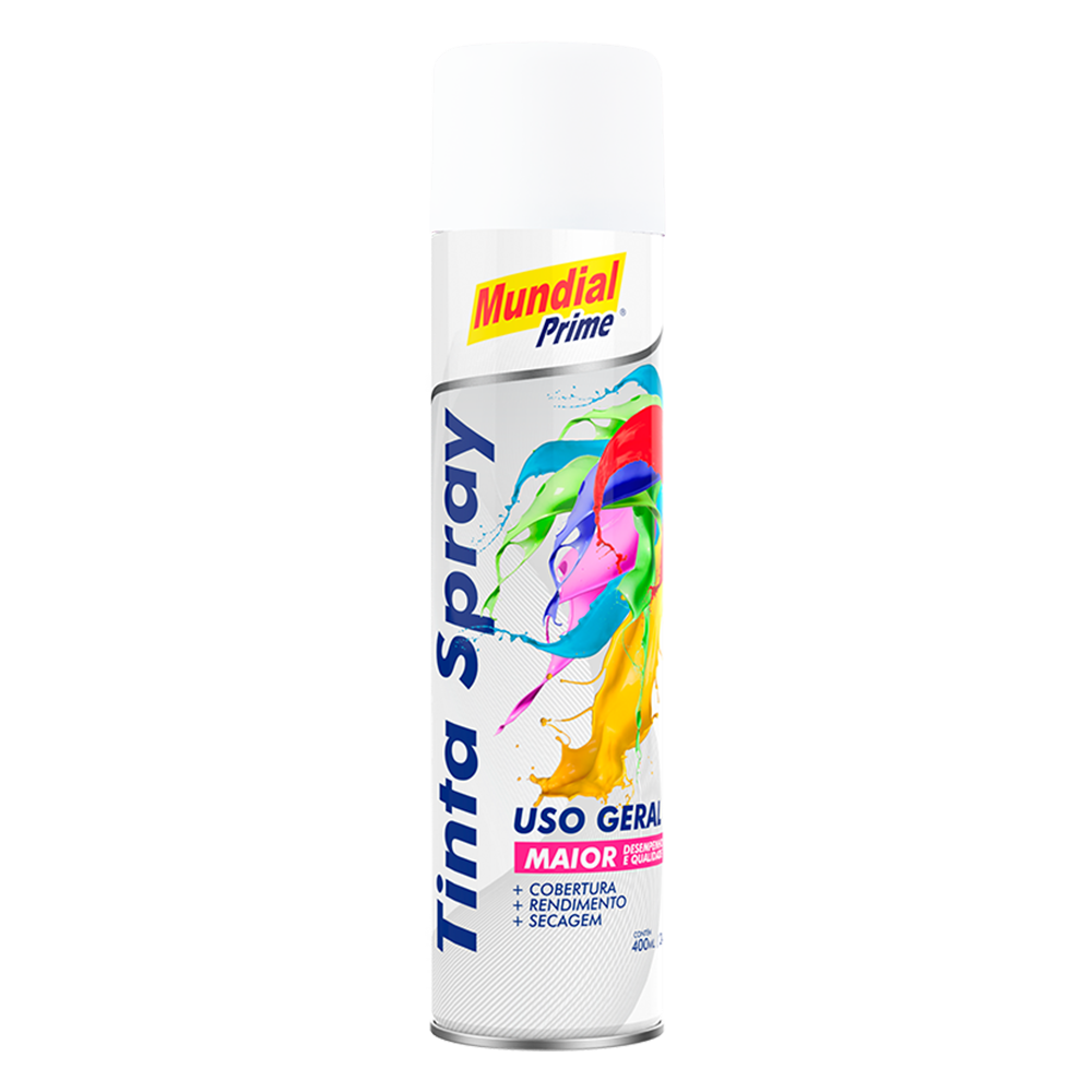 TINTA SPRAY BRANCO FOSCO USO GERAL 400ML - MUNDIAL