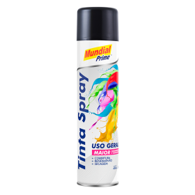 TINTA SPRAY PRETO BRILHANTE USO GERAL 400ML - MUNDIAL