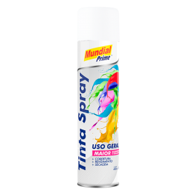 TINTA SPRAY BRANCO BRILHANTE USO GERAL 400ML - MUNDIAL